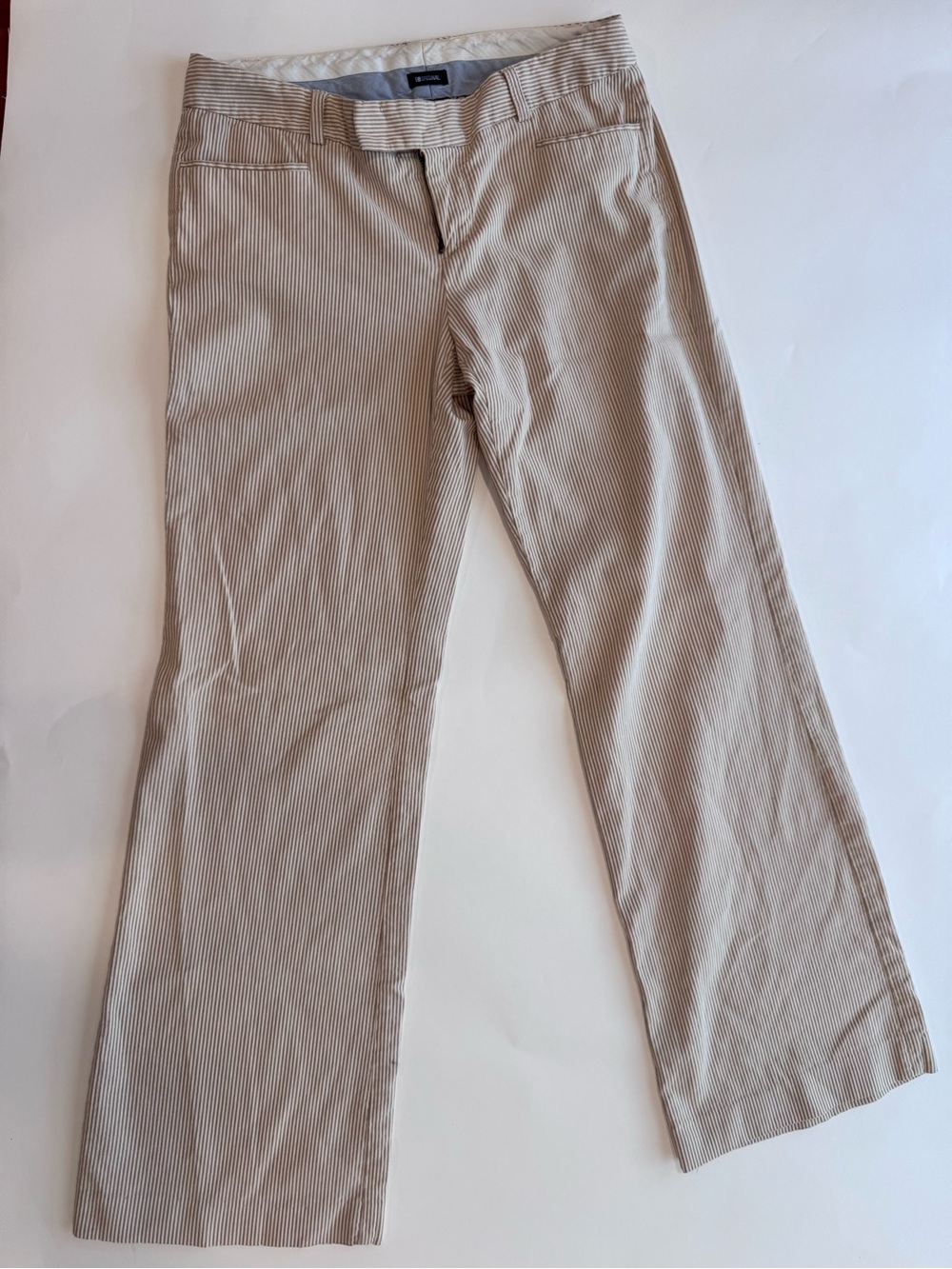 GAP Beige Pinstripe Cropped Dress Pants